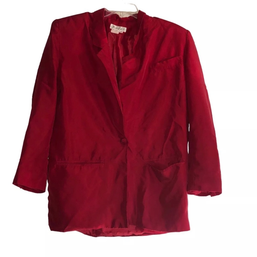 Naked Silk Red Button Blazer 100% silk Woman’s Small